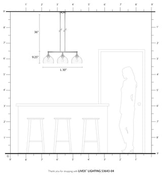 3 Light Black Linear Chandelier
