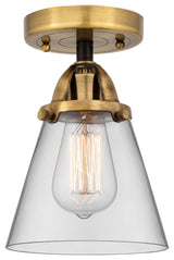 Small Cone Semi-Flush Mount, Black Antique Brass, Clear, Clear