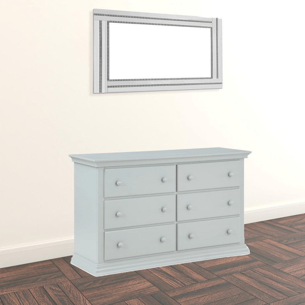 56" Gray Solid and Manufactured Wood Six Drawer Double Dresser