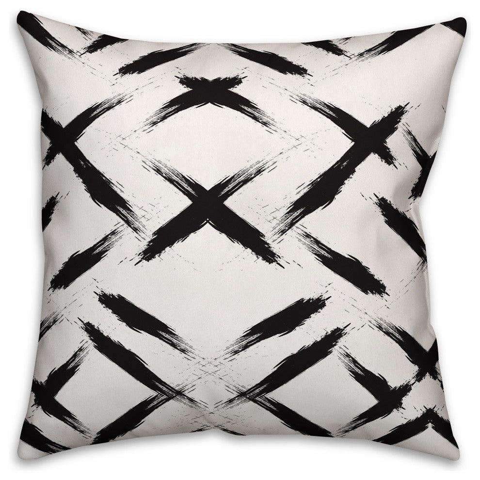 Black Brush Strokes Throw Pillow, 16"x16", Cover, Pillow Insert