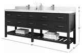 Parker 84" Double Sink Bath Vanity in Evergreen  2" Carrara Quartz