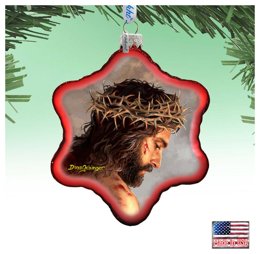Father Forgive Them Snowflake Glass Ornament