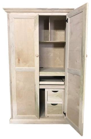 Modern Computer Armoire Desk, Unfinished