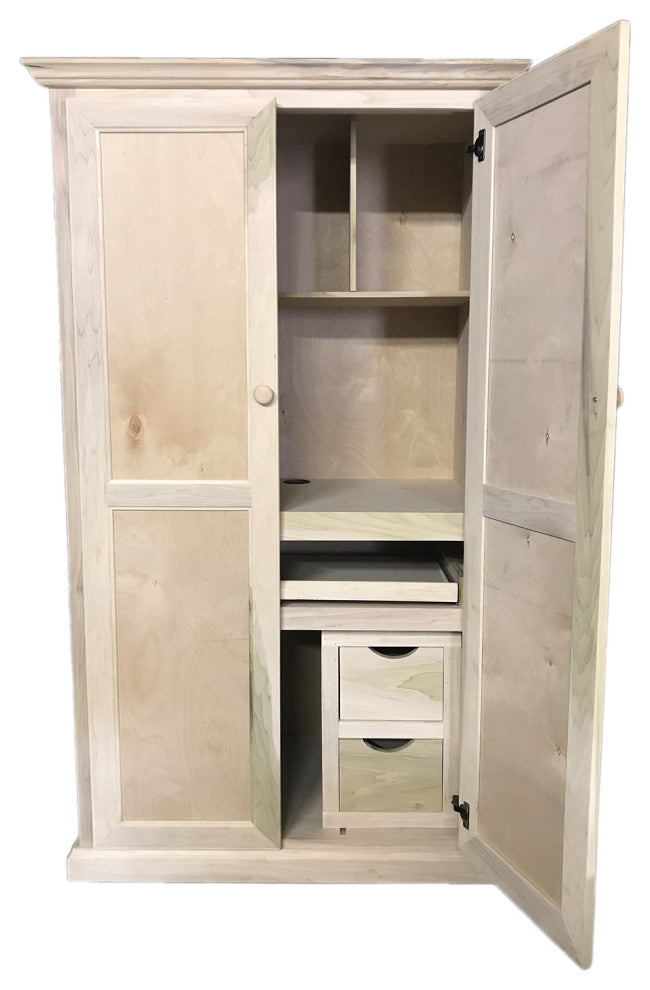 Modern Computer Armoire Desk, Unfinished