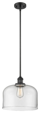 X-Large Bell 1-Light LED Pendant, Matte Black, Glass: Clear