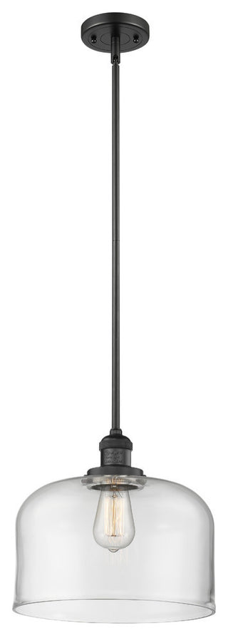 X-Large Bell 1-Light LED Pendant, Matte Black, Glass: Clear