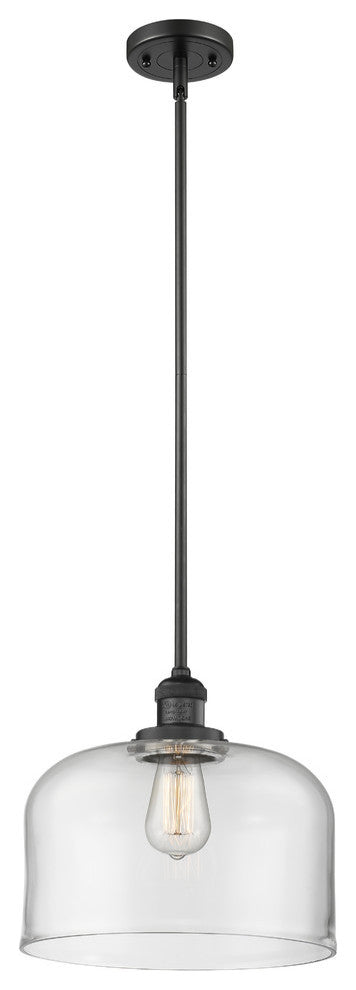 X-Large Bell 1-Light LED Pendant, Matte Black, Glass: Clear