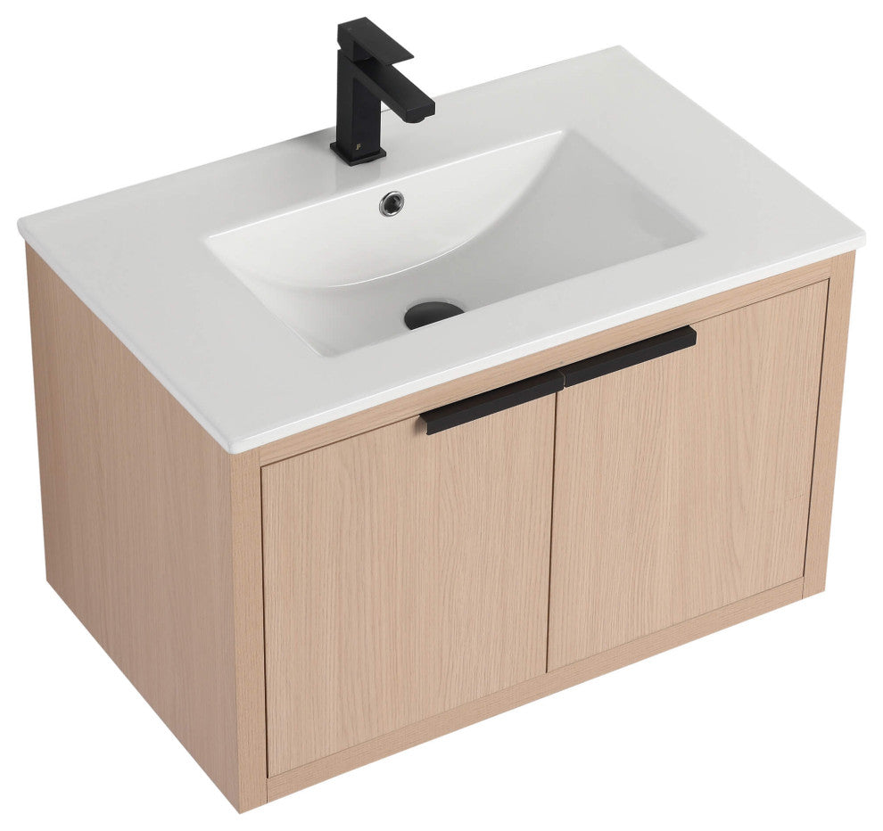 Fine Fixtures Kingsford Vanity Sink Included, White Oak, 30", Doors
