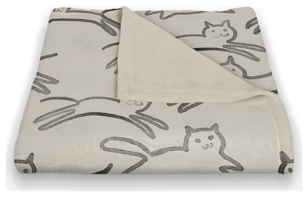Leaping Cat Pattern I 50"x60" Coral Fleece Blanket