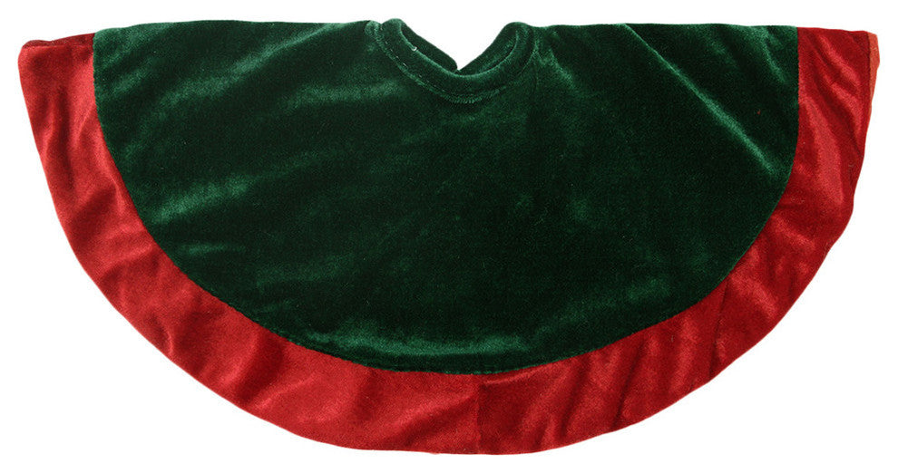 18" Green and Red Velveteen Mini Christmas Tree Skirt