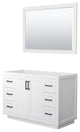 48" Single Bathroom Vanity, White, No Countertop, Black Trim, 46" Mirror