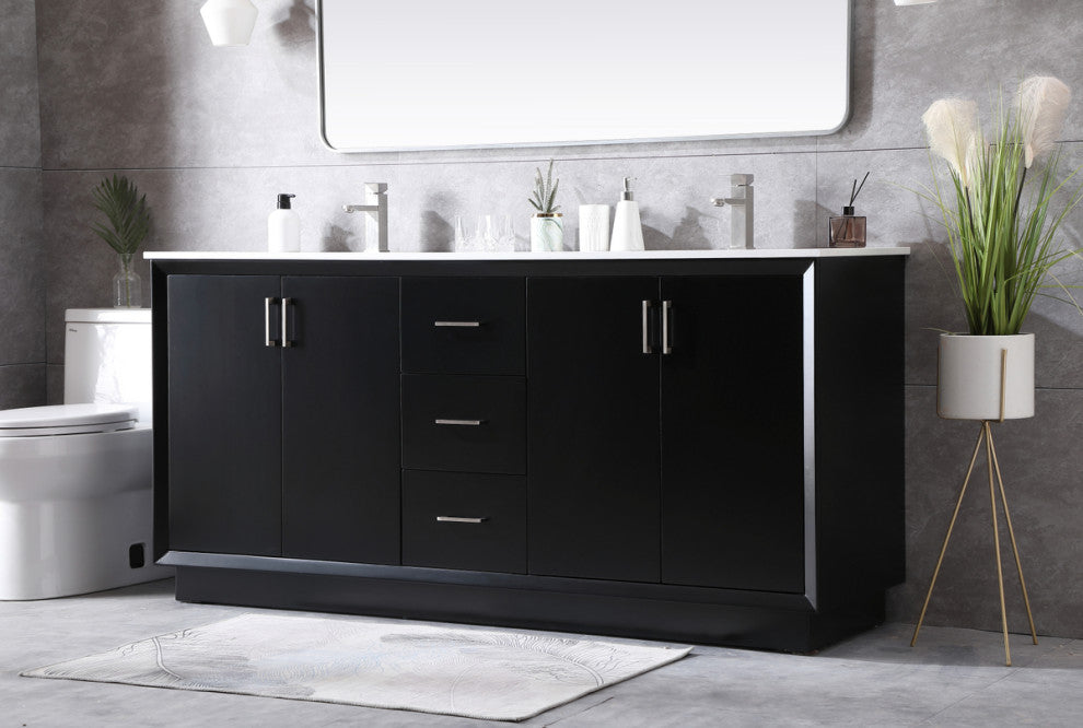 72" Double Bathroom Vanity, Black