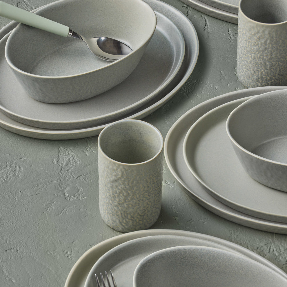 Stone by Mercer Project Katachi Stoneware 32 Piece Dinnerware Set, Grey