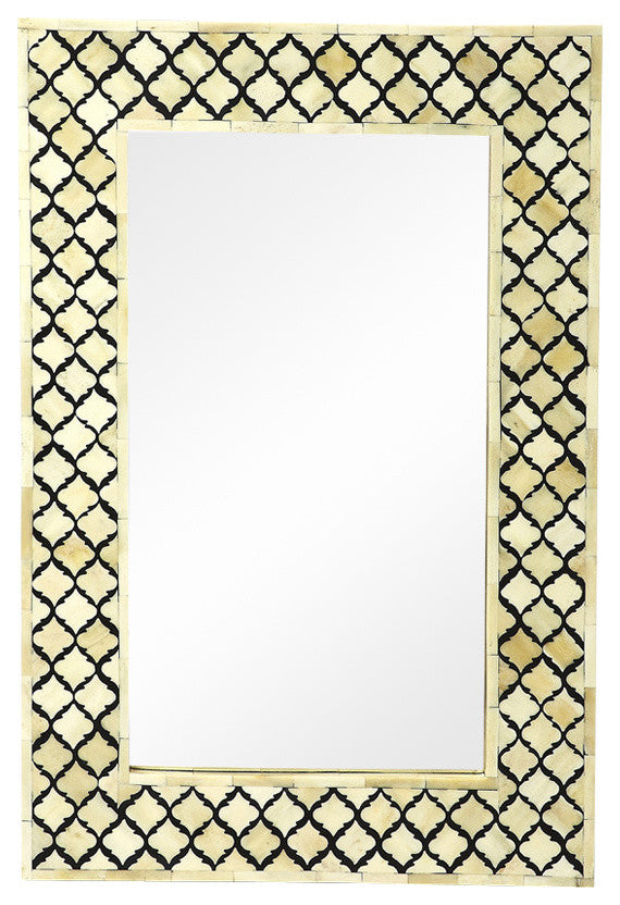 Bone Inlay Wall Mirror, Off White