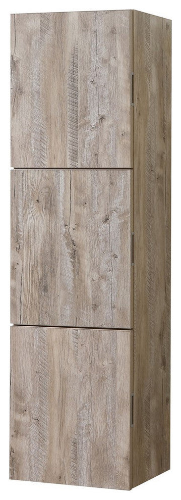 Bliss 18"W x 59"H Linen Side Cabinet, 3 Doors, Gray Oak Finish, Nature Wood