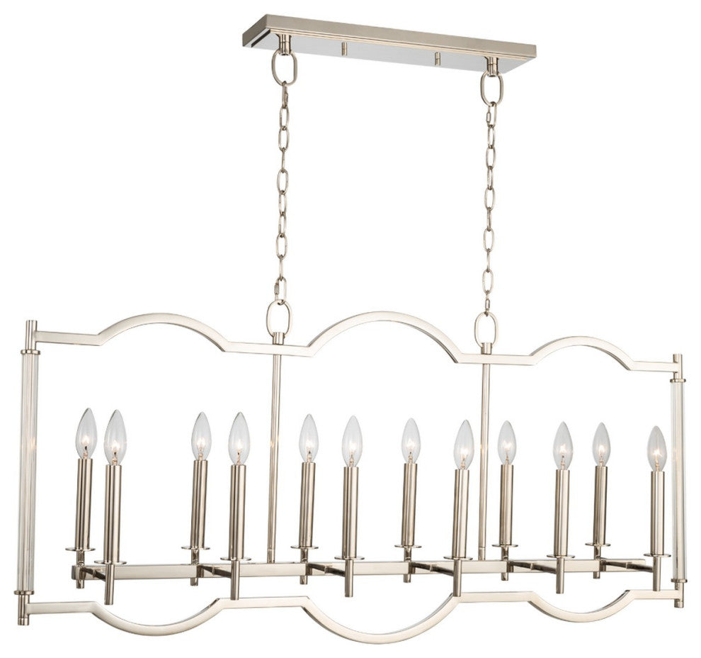 12 Light Casual Luxury Island Light by Kalco, Polished Nickel, 21"