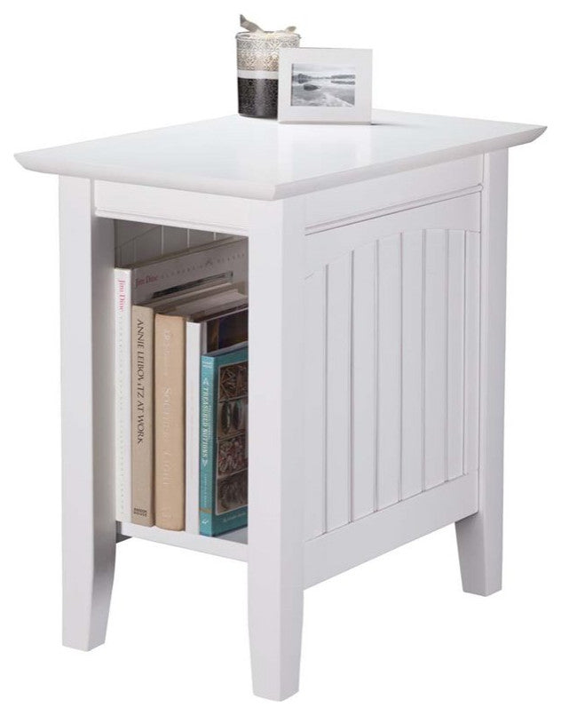 AFI Nantucket Solid Wood Transitional Chair Side Table in White