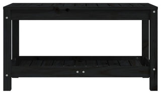 vidaXL Patio Bench Outdoor Bench with Storage Shelf Black Solid Wood Pine