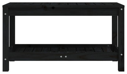 vidaXL Patio Bench Outdoor Bench with Storage Shelf Black Solid Wood Pine