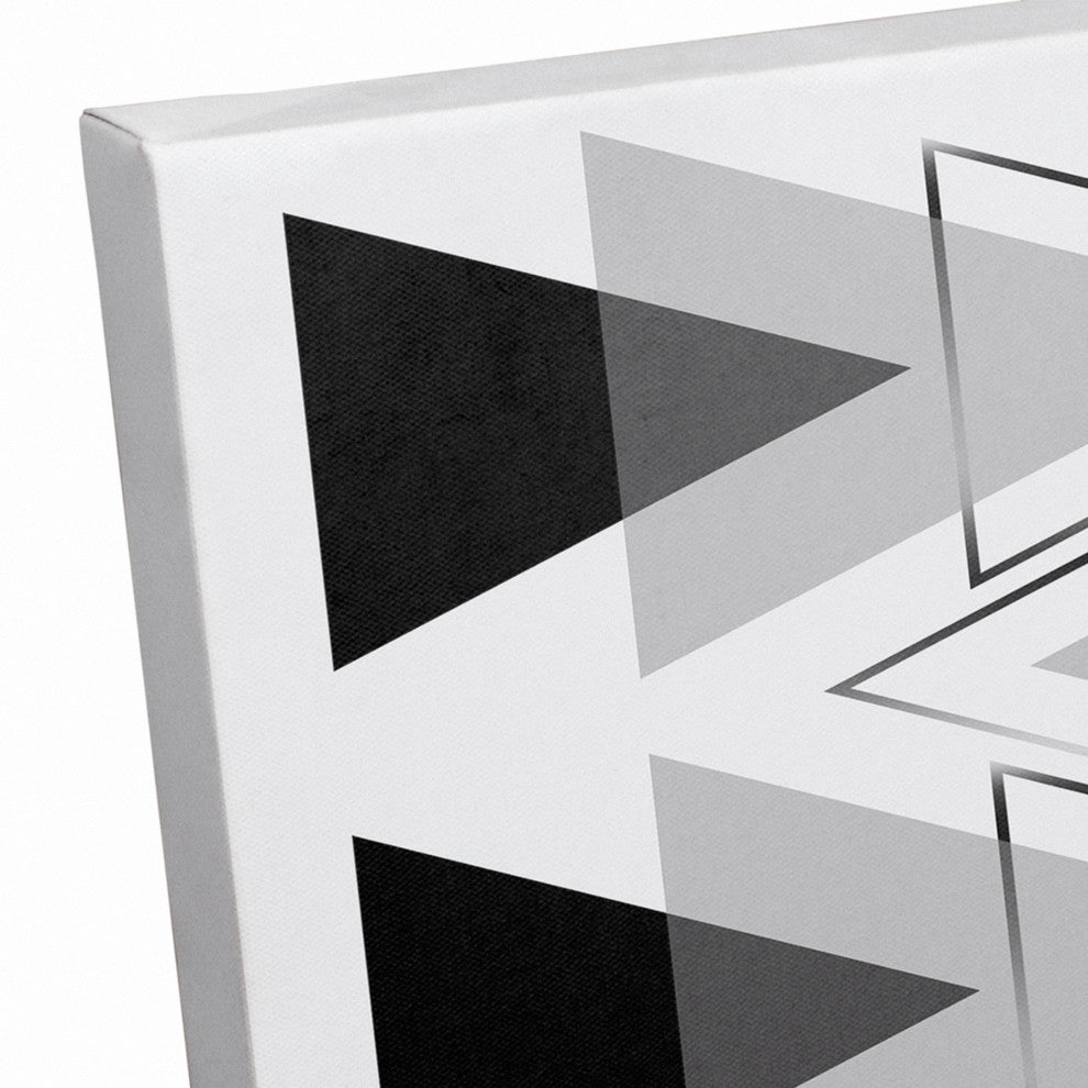 Modern Black and White Triangles Print on Canvas