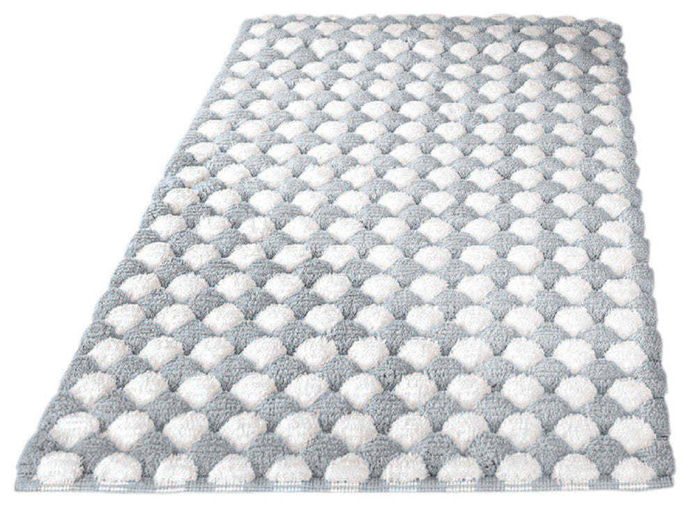 Silver Machine Washable Cotton Bathroom Rug, Merida, Medium