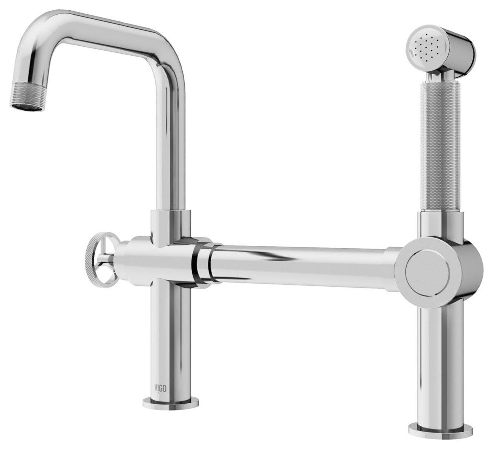 VIGO Cass 13" H Widespread Pull-Out Sprayer Kitchen Faucet, Chrome