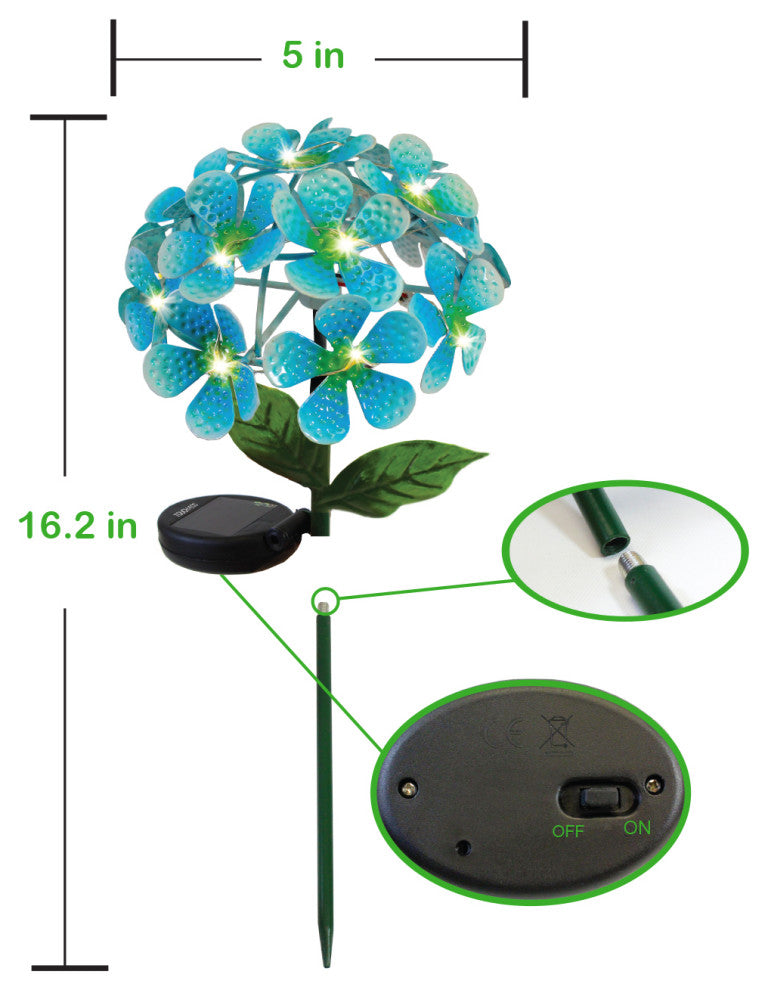 Solar LED Metal Flower Stake Lights, Blue