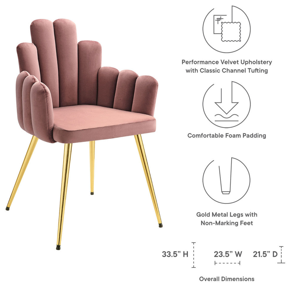 Dining Chair, Set of 2, Pink Gold, Velvet, Modern Cafe Bistro Hospitality