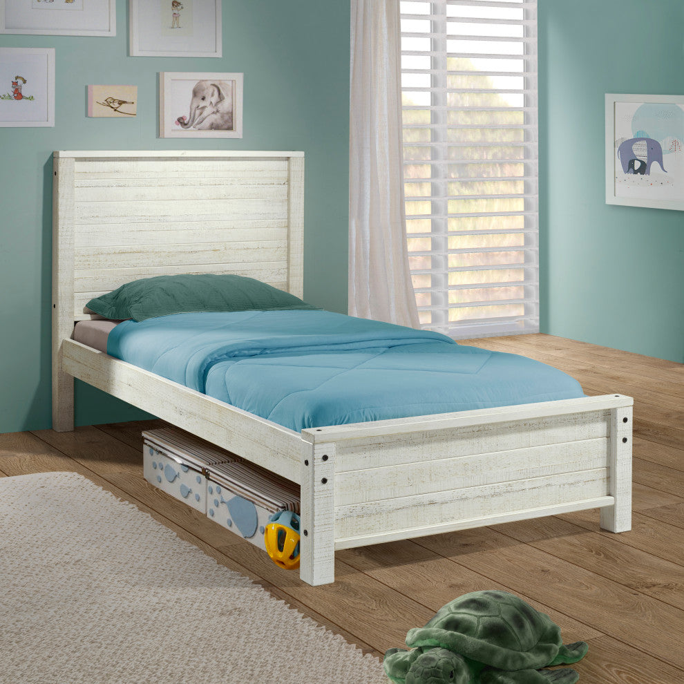 Panel Twin Bed, White