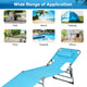 Goplus Outdoor Beach Lounge Chair Folding Chaise Lounge with Pillow Turquoise