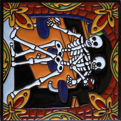 6x6 Wine Tasting. Day-Of-The-Dead Clay Tile