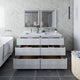 Fresca Formosa Modern 60" Rustic White Double Sink Vanity Set, Faucet Fft9161bn