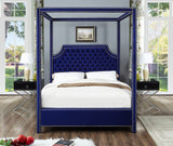 Rowan Velvet Upholstered Bed, Navy, Queen