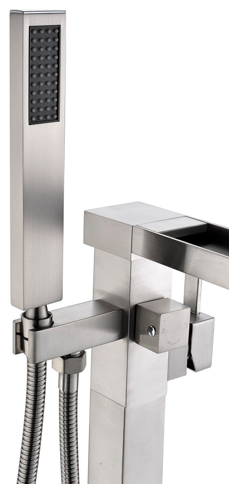 ANZZI Union 2-Handle Claw Foot Tub Faucet With Hand Shower, Brushed Nickel