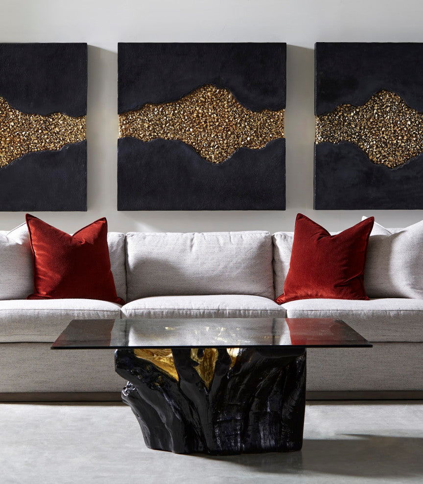 Geode Texture Panel Black And Gold, Wall Decor