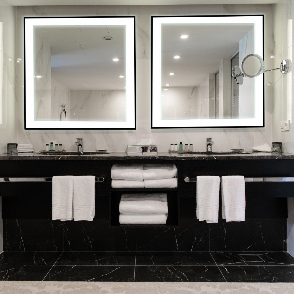 Black Frame Wall Mounted backlit LED Bathroom Vanity Mirror(36"W X 36"H )