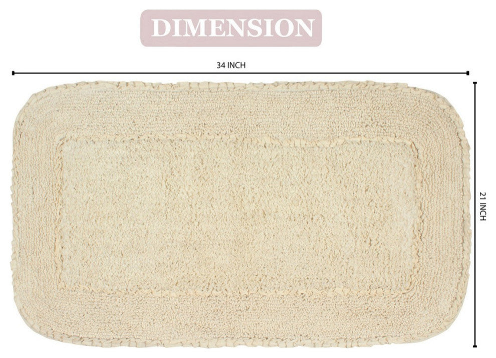 Radiant Collection Bath Rugs Set, 21x34 Rectangle, Ivory