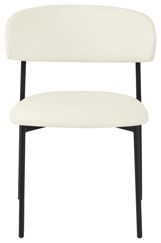 Lupita Vegan Leather Dining Chair, Set of 2, Cream, Matte Black Finish