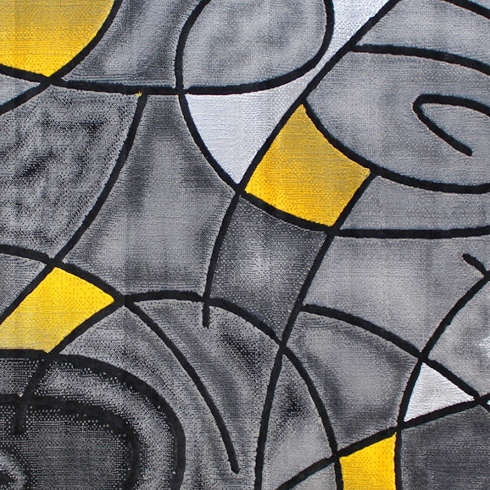 Jubilee Collection Modern Abstract Pattern Area Rug, Yellow, 8' X 10'