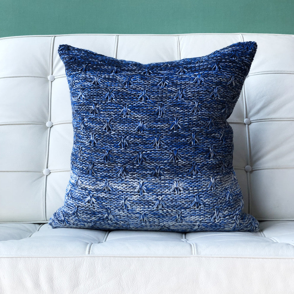 Pillow Decor, Hygge Storm Knit Pillow, Blue