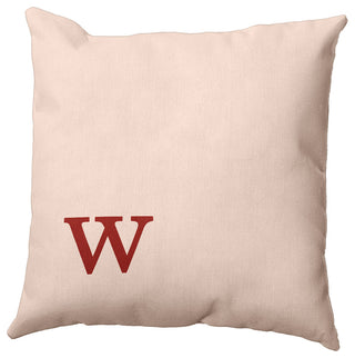 18"x18" Modern Monogram Decorative Throw Pillow, Maple Red