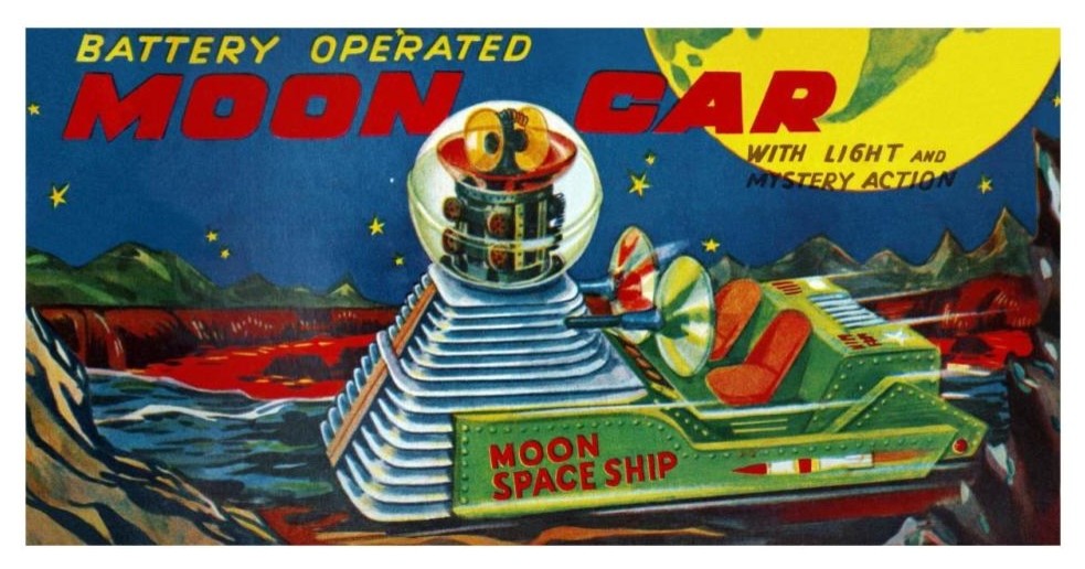"Moon Car" Digital Paper Print by Retrotrans, 32"x17"