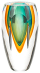 Badash J517 Rimini Murano Style Art Glass Amber/Green 8" Vase