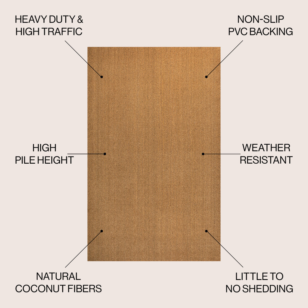 Peater Classic Casual Commerical Natural Coir Light Brown 5 x 8 Doormat