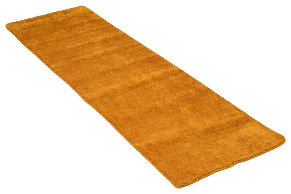 Hand Knotted Loom Silk Mix Area Rug Solid Gold