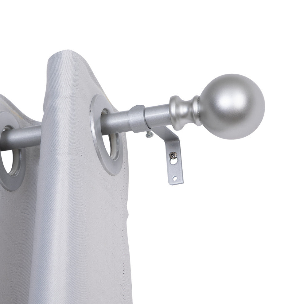 Curtain Rod With Round Finials, Adjustable Length 48-86", Nickel