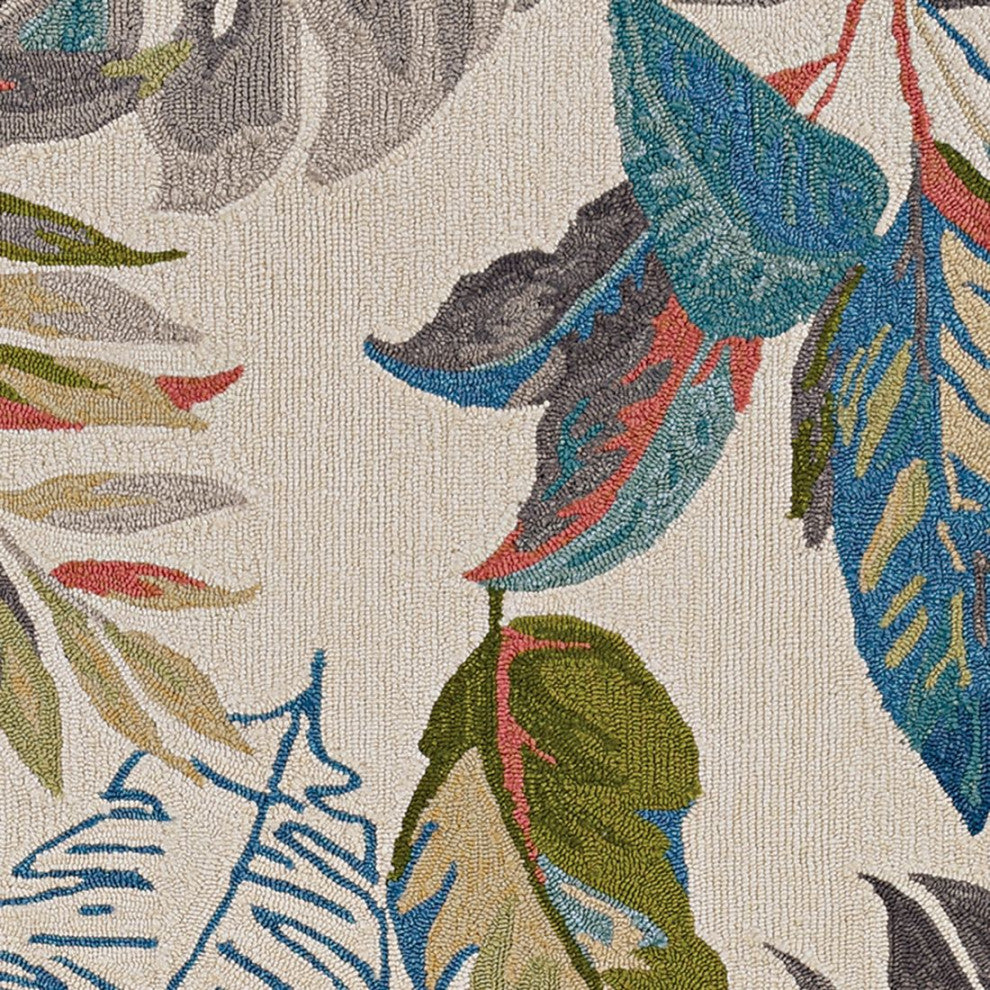KAS Harbor 4211 Ivory/Teal Palms Area Rug, 5'x8'