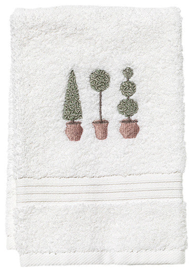 Terry Guest Towel, Three Topiary Trees, Olive