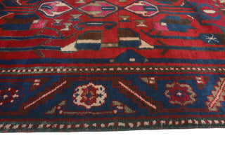 Fine Vintage Distressed Hafiza Navy/Red Runner, 3'5x10'3