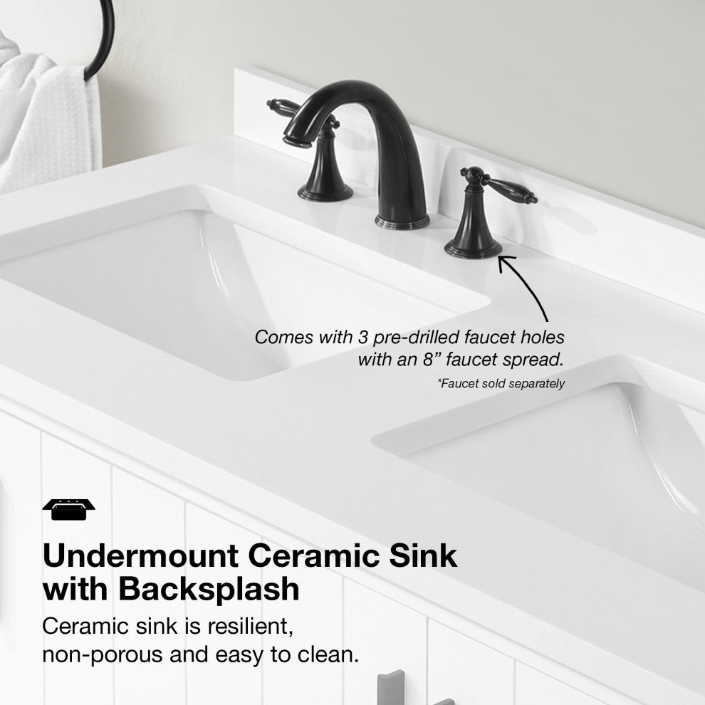 OVE Decors Zenia 36" Bathroom Vanity, Pure White, 48 in.